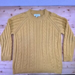 Workshop Republic Yellow Cable Knit Sweater Women's Size L Chunky Cotton‎ Blend